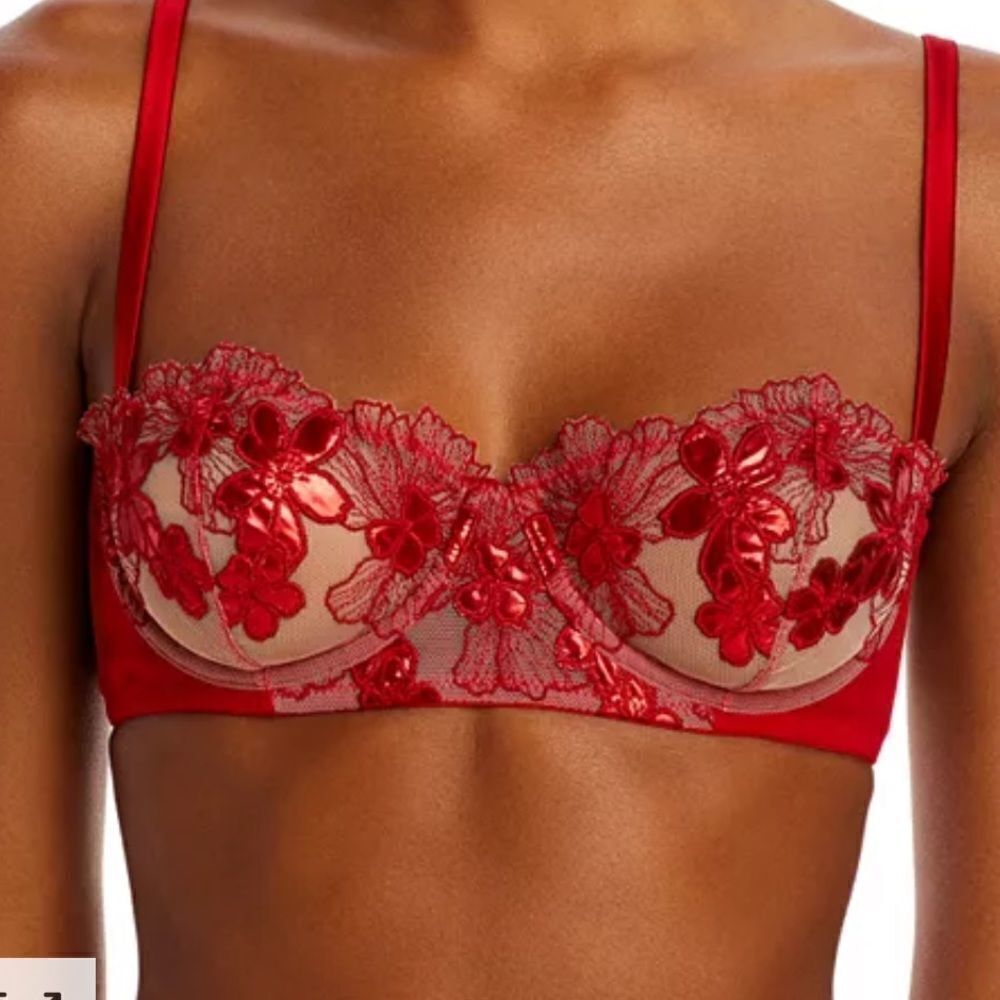 Fleur du Mal Red Floral Lace Bra